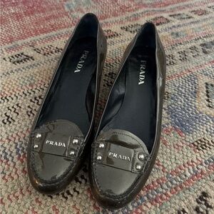 Prada Patent Leather kitten heeled Mules / loafers